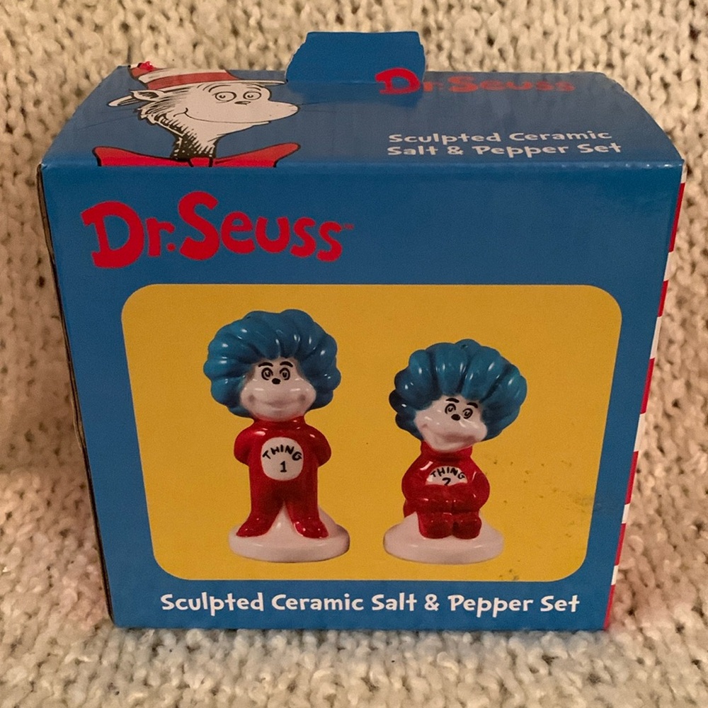 Dr. Seuss Thing 1 and Thing 2 salt and pepper shaker set.